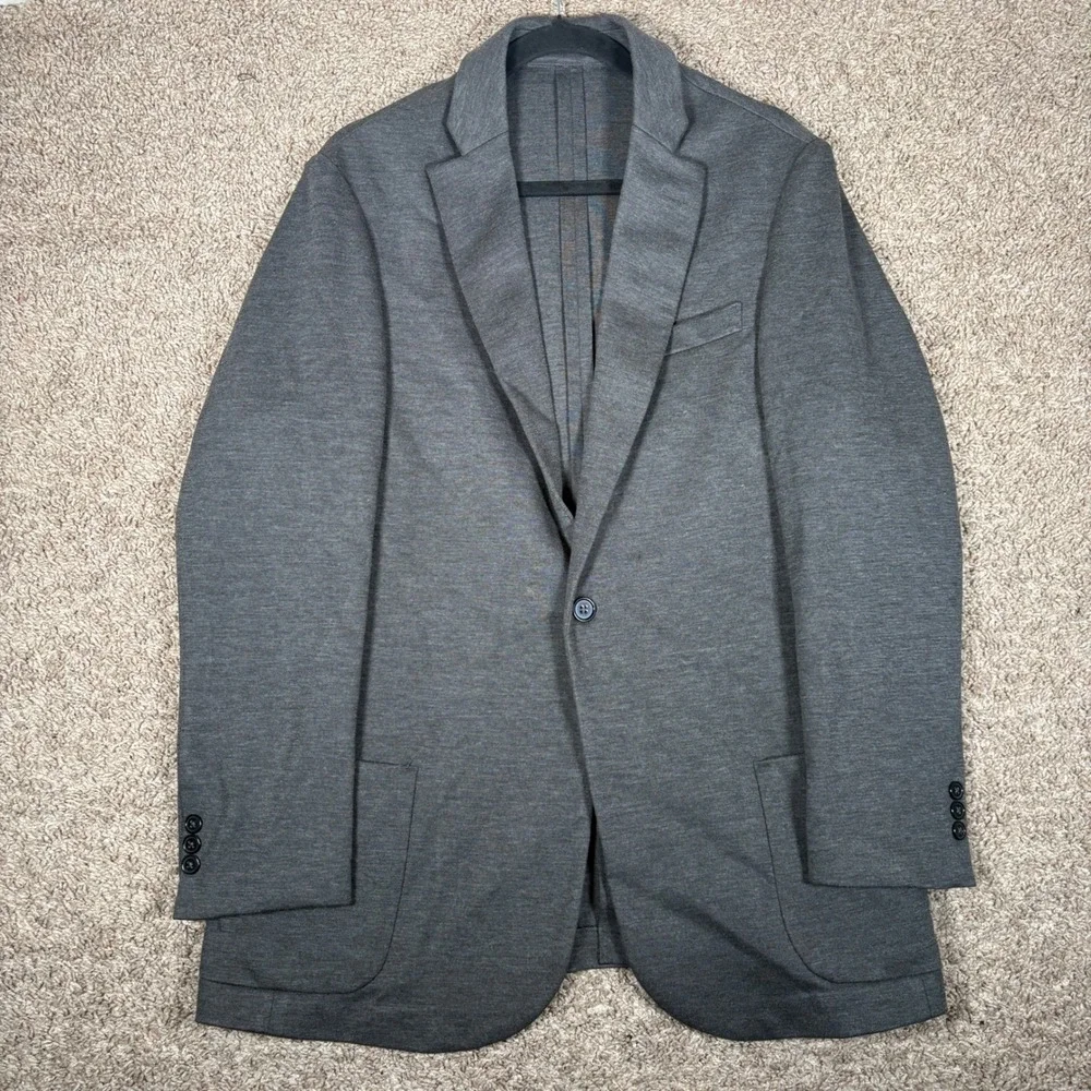 Dapper Boi Mens Large Charcoal Gray Knit Stretch Two Button Blazer Jacket L